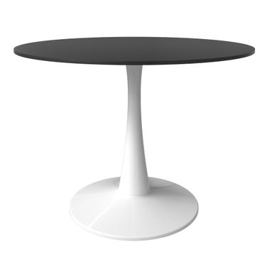 Bristol 40 Inch Round Dining Table In White and Black