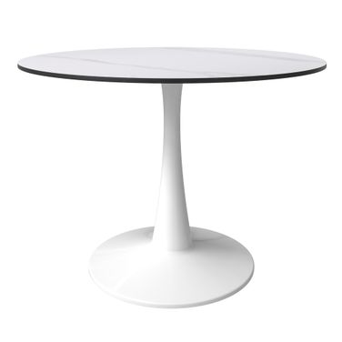 Bristol 40 Inch Sintered stone Top Round Dining Table In White