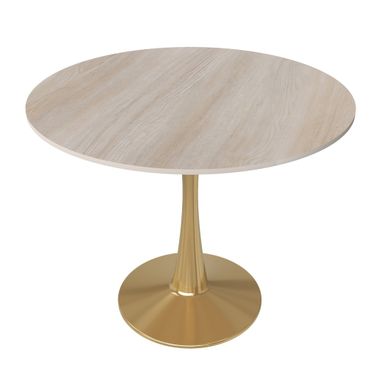 Bristol Bistro Table In Gold Base and Natural Wood Top