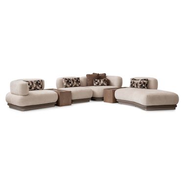 Bristol Point 5-Piece Modular Sectional In Fawn and Saddle Brown