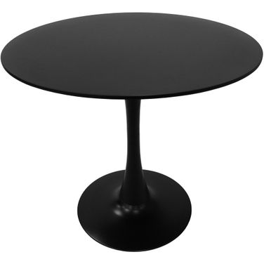 Bristol Round Dining Table with A 31 Inch Wood Top and Iron Pedestal Base In Black