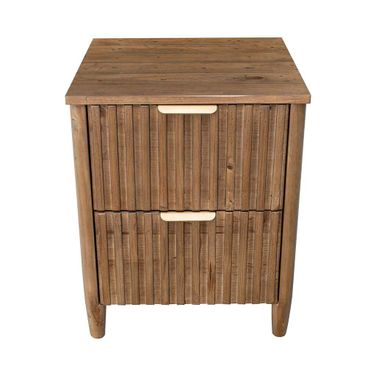Britanica 2 Drawer Nightstand In Brown and Brass
