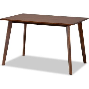Britte Mid-Century Modern Transitional Walnut Brown Finished Rectangular Wood Dining Table