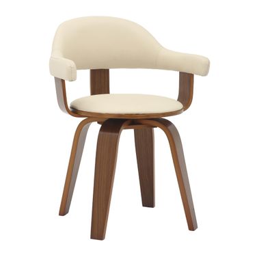 Brivo Wooden Dining Chair with Walnut Color Frame In Cream