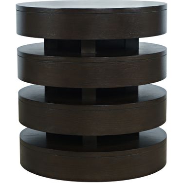 Brix Floating Sculpture Layered Round End Table In Espresso