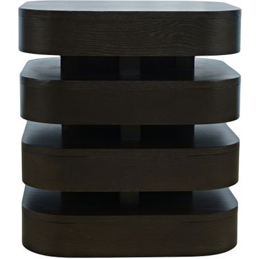 Brix Floating Sculpture Layered Square End Table In Espresso