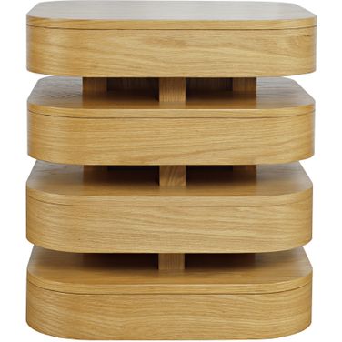 Brix Floating Sculpture Layered Square End Table In Oak