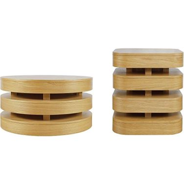 Brix Round Occasional Table Set In Oak