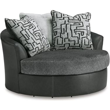 Brixley Pier Oversized Swivel Accent Chair In Graphite