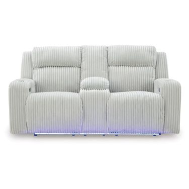 Broad Cove Power Reclining Loveseat with Console In Alloy