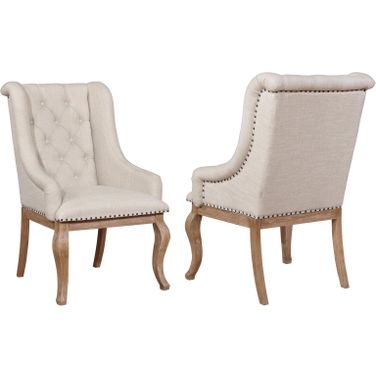 Brockway Tufted Arm Chairs Cream and Barley Brown Set of 2