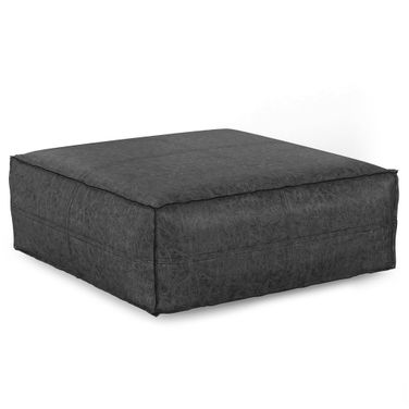Brody Extra Large Coffee Table Pouf In Distressed Black