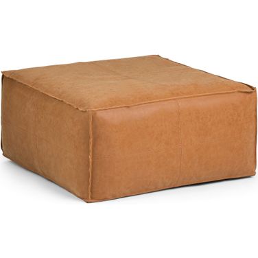 Brody Large Square Coffee Table Pouf In Distressed Brown