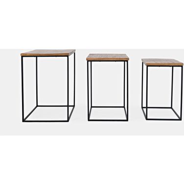 Brody Square Nesting End Tables Set of 3 In Rustic Brown