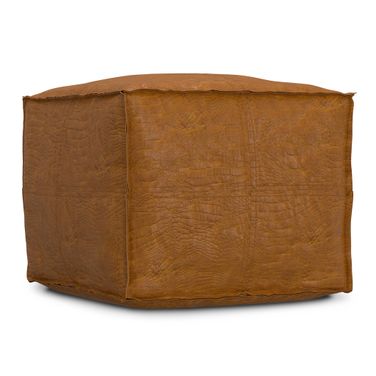Brody Square Pouf In Tan