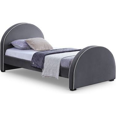Brody Velvet Twin Bed In Grey