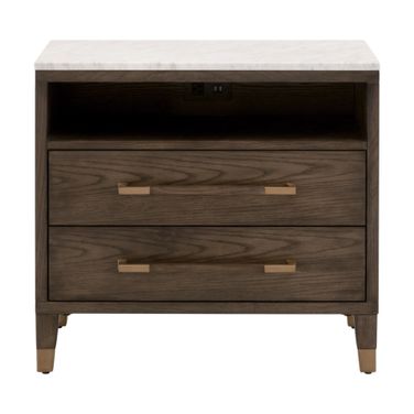 Bronze Bay Cambria 2 Drawer Nightstand In Dutch Brown Oak