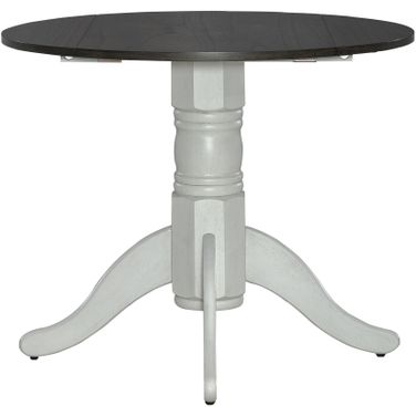 Brook Bay Drop Leaf Table Set In Textured White With Carbon Gray Top