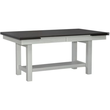 Brook Bay Trestle Table Set In Textured White With Carbon Gray Top