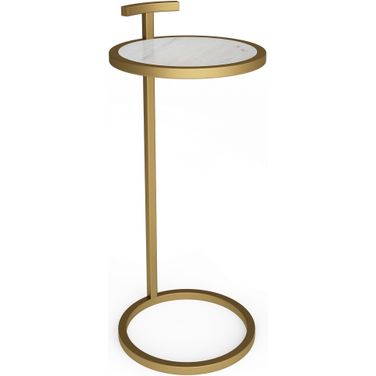 Brook C Side Table In White and Gold