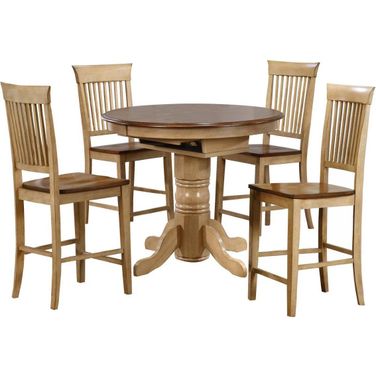 Brook Fancy Slat Stools 5 Piece Round or Oval Butterfly Leaf Pub Table Set
