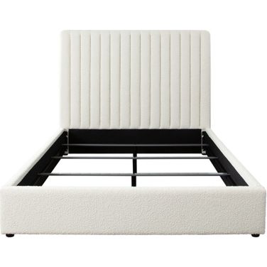 Brooke 54 Inch Eastern King Bed With Vertical Channel Tuft In Ivory Boucle