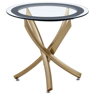 Brooke Round Glass Top Side End Table Metal Base In Rose Brass