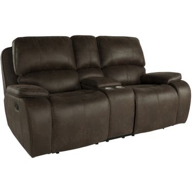 Brookings Console Loveseat with Dual Recliners In Brown