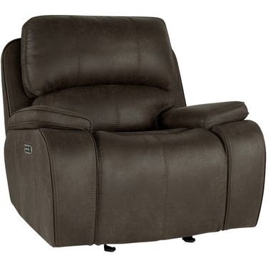 Brookings Glider Recliner with Power Headrest and Footrest In Brown