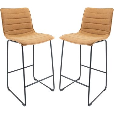 Brooklyn 29.9 Inch Leather Barstool Set of 2 In Light Brown