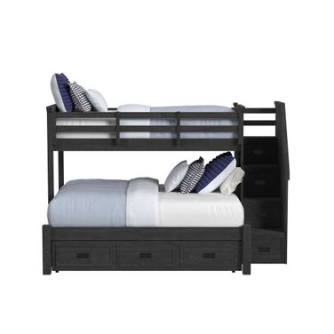 Brooklyn Kids Twin Over Full Bunk with Staircase and Trundle In Charcoal