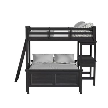 Brooklyn Kids Twin Over Full Loft with Ladder and Desk with Speaker In Charcoal