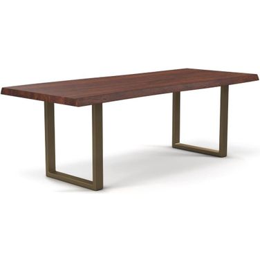 Brooks 40 x 116 Inch U Base Dining Table In Americano Top And Brass Base