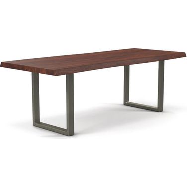 Brooks 40 x 116 Inch U Base Dining Table In Americano Top And Pewter Base