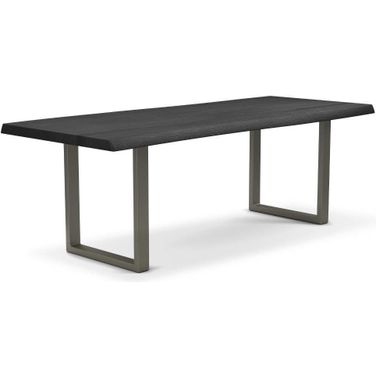 Brooks 40 x 116 Inch U Base Dining Table In Ebonized Top And Pewter Base