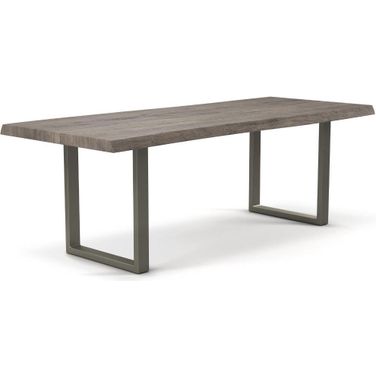 Brooks 40 x 116 Inch U Base Dining Table In Sandblasted Grey Top And Pewter Base