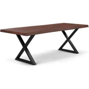 Brooks 40 x 116 Inch "X" Base Dining Table In Americano Top And Black Base