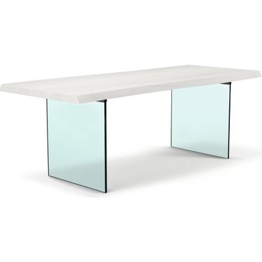 Brooks 40 x 79 Inch Dining Table In White Wash Top And Clear Glass Base