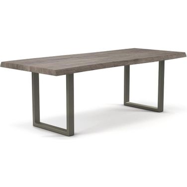 Brooks 40 x 79 Inch U Base Dining Table In Sandblasted Grey Top And Pewter Base