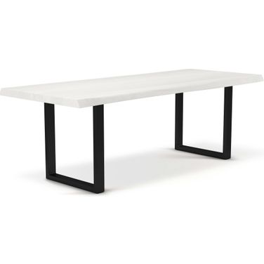Brooks 40 x 79 Inch U Base Dining Table In White Wash Top And Black Base