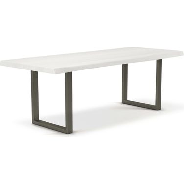 Brooks 40 x 79 Inch U Base Dining Table In White Wash Top And Pewter Base