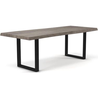 Brooks 40 x 92 Inch U Base Dining Table In Sandblasted Grey Top And Black Base
