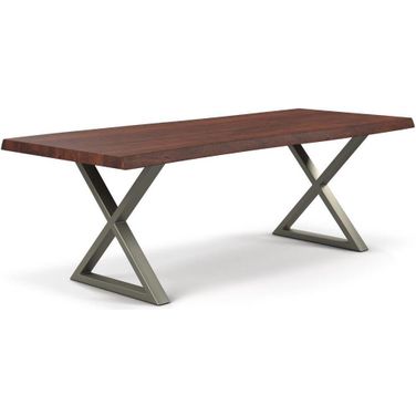 Brooks 40 x 92 Inch "X" Base Dining Table In Americano Top And Pewter Base