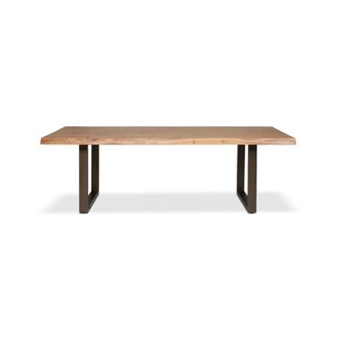 Brooks 92 Inch U Base Dining Table In Teak and Brass