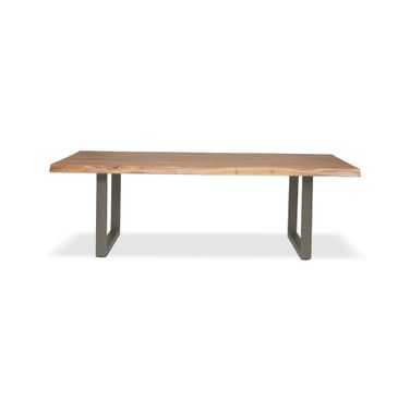 Brooks 92 Inch U Base Dining Table In Teak and Pewter