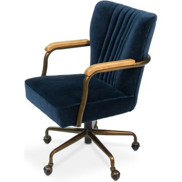 Brooks Blue Velvet Swivel Chair