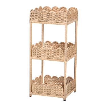 Brooks Handwoven Rattan 3-Tier Storage Shelf In Natural Brown