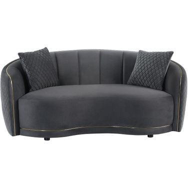 Brookside Velvet Upholstered Curved Loveseat In Dark Grey