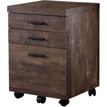 Brown 3 Drawer Filing Cabinet In Reclaimed Wood Castors