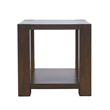 Brownstone 24 Inch Block-Frame Square End Table with Storage In Chocolate Brown